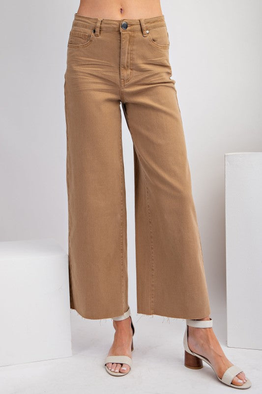 High Rise Twill Pants- Coffee - Ana Patricia Boutique