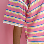 Oversized Stripe Tee- Yellow/Pink - Ana Patricia Boutique