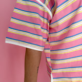 Oversized Stripe Tee- Yellow/Pink - Ana Patricia Boutique