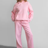 Fleece Wide Leg Sweatpants- Pink