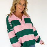 Bold Stripe Sweater- Pink/Green