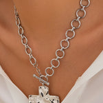 Hammered Cross Toggle Necklace- Silver - Ana Patricia Boutique
