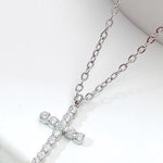 Rhinestone Cross Necklace- Silver - Ana Patricia Boutique