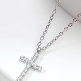 Rhinestone Cross Necklace- Silver - Ana Patricia Boutique