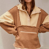 Fleece Zipper Pullover Jacket- Cocoa - Ana Patricia Boutique