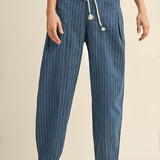 Pinstripe Barrel Jeans- Medium Wash - Ana Patricia Boutique