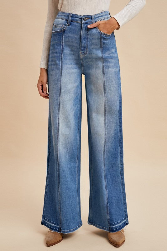 Two Tone Fray Hem Jeans - Ana Patricia Boutique
