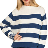 Contrasting Stripe Sweater- Navy