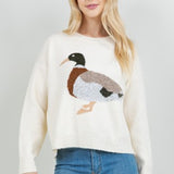 Mallard Duck Knit Sweater- Ivory