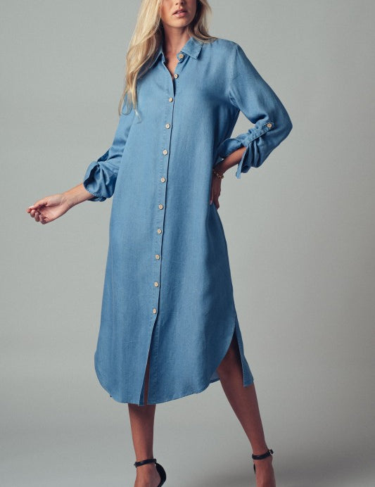 Denim Shirt Midi Dress - Ana Patricia Boutique