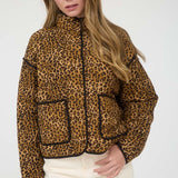 Quilted Puffer Jacket- Leopard - Ana Patricia Boutique
