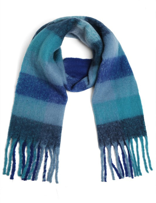 Oblong Plaid Scarf-Blue - Ana Patricia Boutique