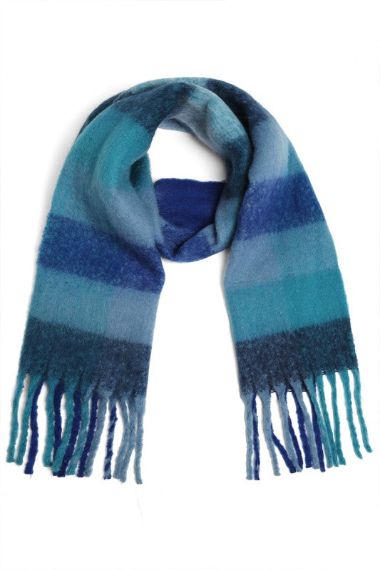 Oblong Plaid Scarf-Blue - Ana Patricia Boutique