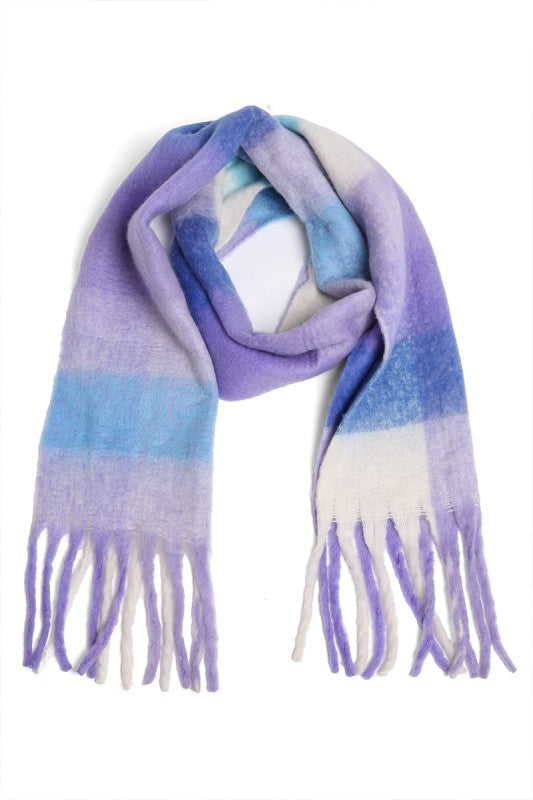 Oblong Plaid Scarf-Purple - Ana Patricia Boutique