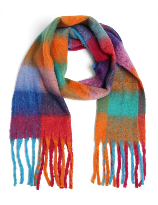 Oblong Plaid Scarf-Orange - Ana Patricia Boutique