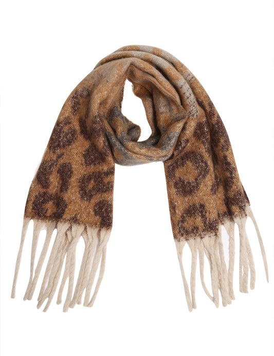 Oblong Leopard Scarf-Camel - Ana Patricia Boutique