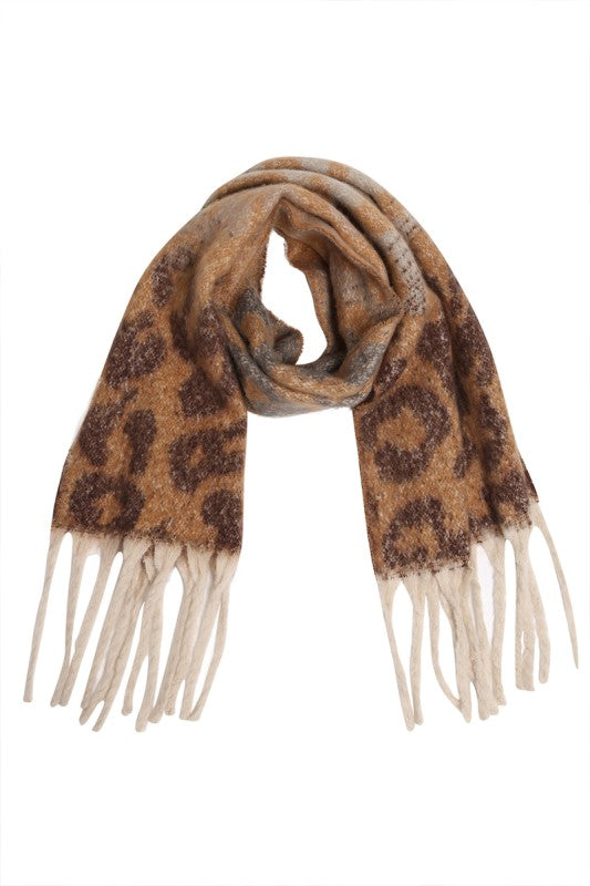 Oblong Leopard Scarf-Camel - Ana Patricia Boutique