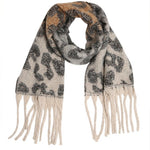 Oblong Leopard Scarf-White - Ana Patricia Boutique