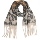 Oblong Leopard Scarf-White - Ana Patricia Boutique