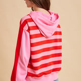 Stripe French Terry Hoodie- Pink/Red - Ana Patricia Boutique