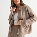 Zip Up Utility Jacket- Taupe