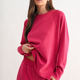 Luxe Ribbed Raglan Top- Plum Pink