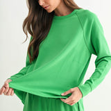 Luxe Ribbed Raglan Top-Green