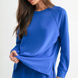 Luxe Ribbed Raglan Top-Blue