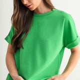 Luxe Ribbed Lounge Tee-Green - Ana Patricia Boutique