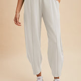 Mid Rise Barrel Leg Pants-Stone - Ana Patricia Boutique
