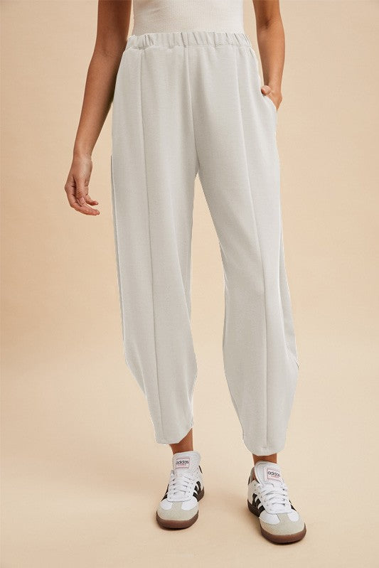 Mid Rise Barrel Leg Pants-Stone - Ana Patricia Boutique