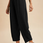 Mid Rise Barrel Leg Pants-Black - Ana Patricia Boutique