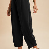Mid Rise Barrel Leg Pants-Black - Ana Patricia Boutique