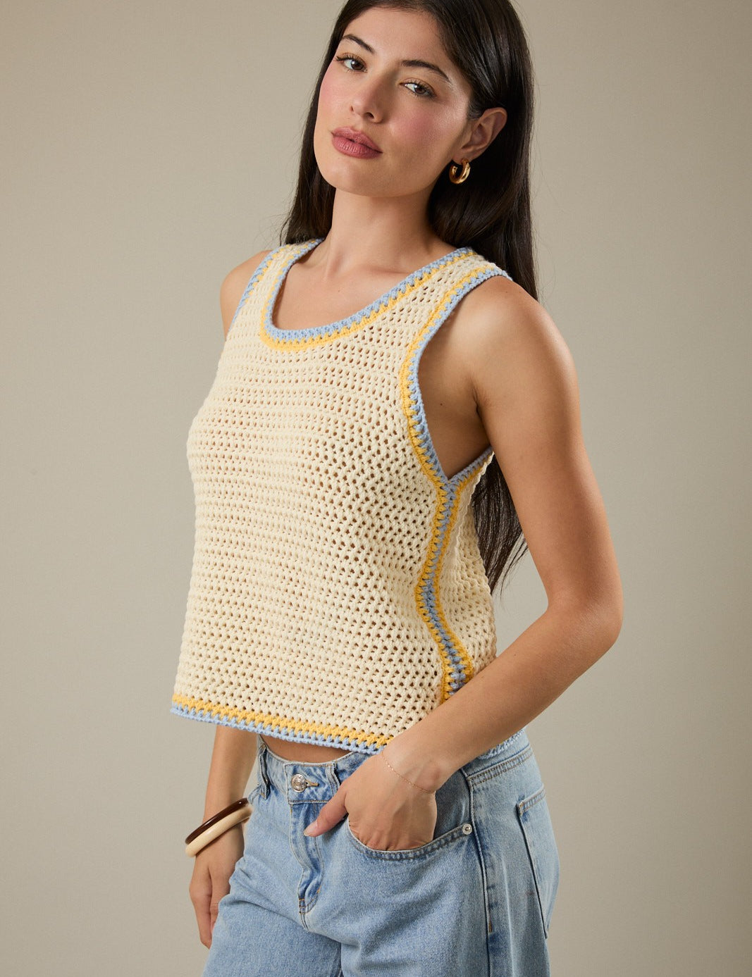 Crochet Tank Top- Butter - Ana Patricia Boutique