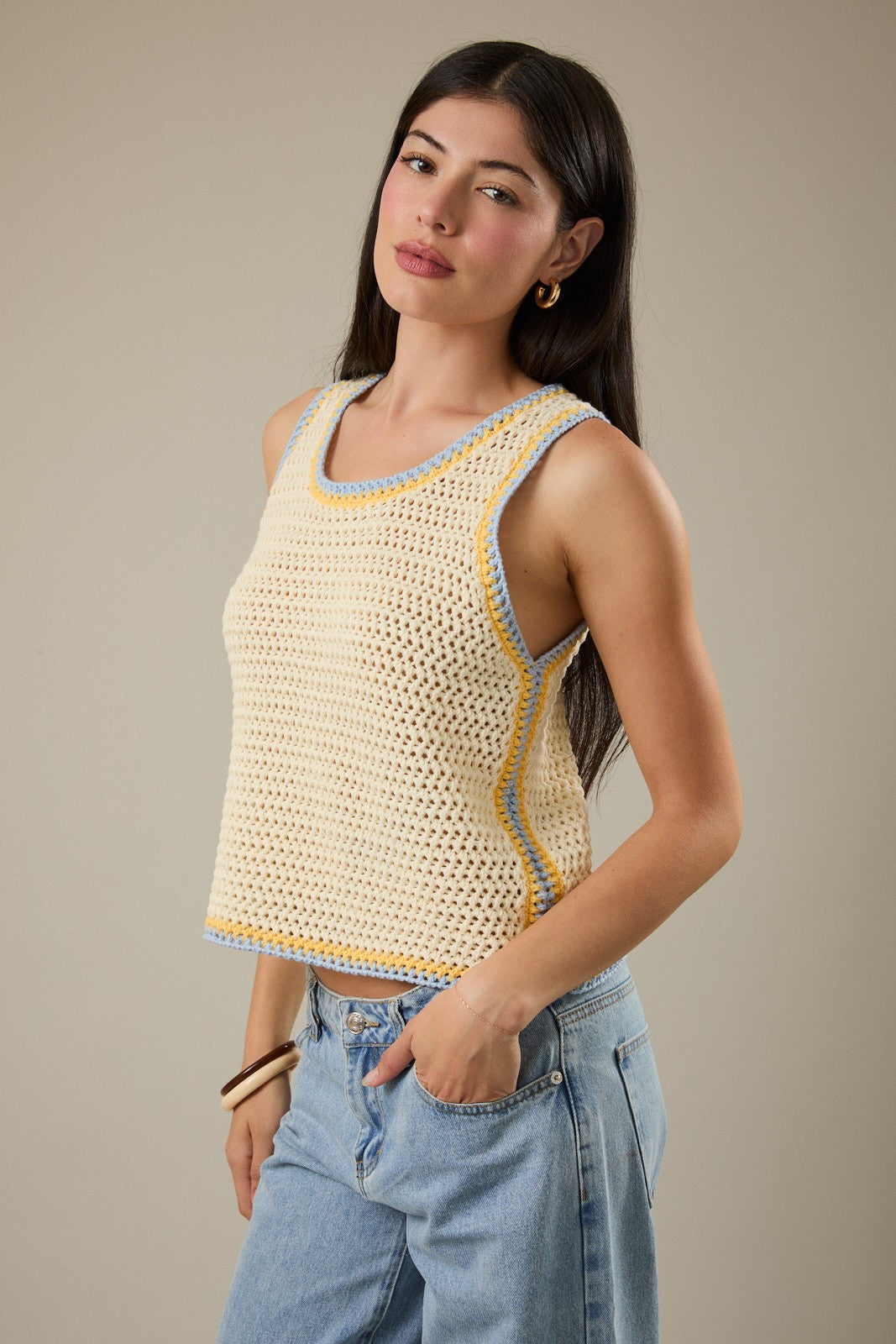 Crochet Tank Top- Butter - Ana Patricia Boutique