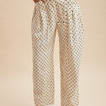 Polka Dot Barrel Linen Pants- Cream - Ana Patricia Boutique