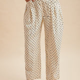 Polka Dot Barrel Linen Pants- Cream - Ana Patricia Boutique