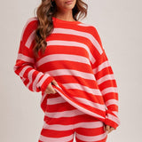 Scoop Neck Stripe Top- Red/Pink - Ana Patricia Boutique