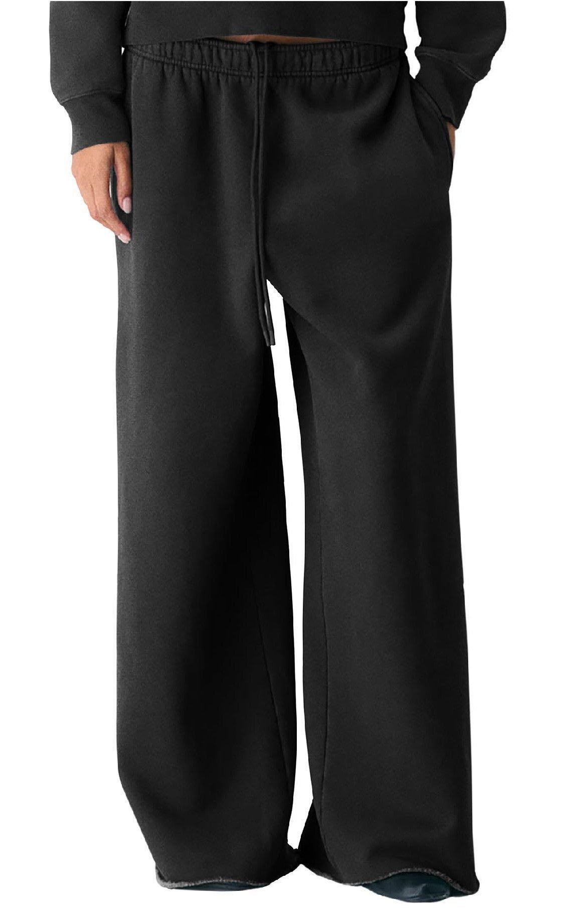 Mid Rise Raw Hem Sweatpants- Black - Ana Patricia Boutique