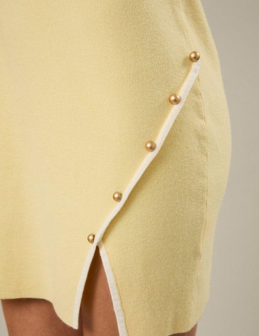 Side Buttons Knit Dress-Yellow - Ana Patricia Boutique