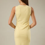 Side Buttons Knit Dress-Yellow - Ana Patricia Boutique