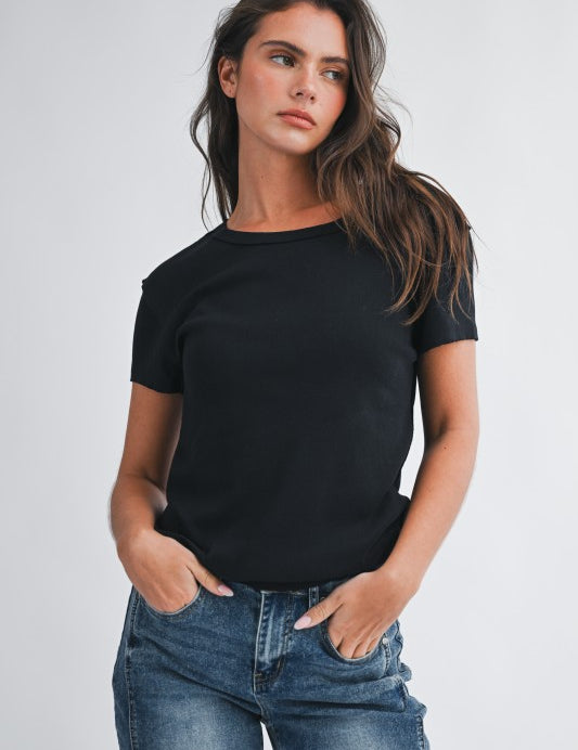 Essential Crewneck Tee- Black - Ana Patricia Boutique