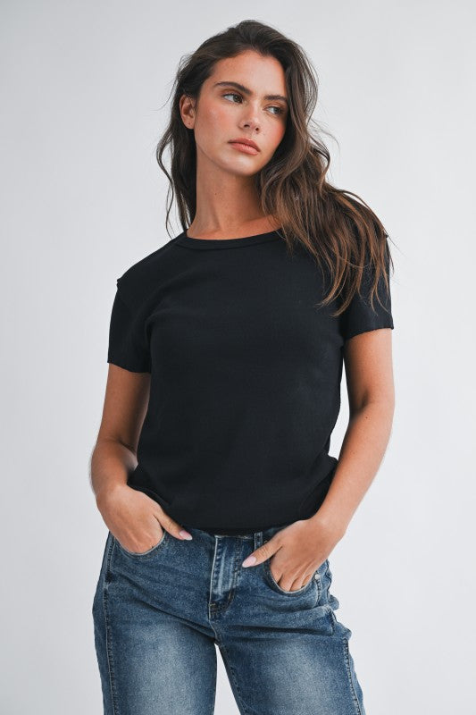 Essential Crewneck Tee- Black - Ana Patricia Boutique