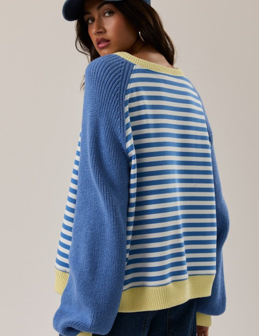 Stripe Pullover: Blue/Yellow - Ana Patricia Boutique