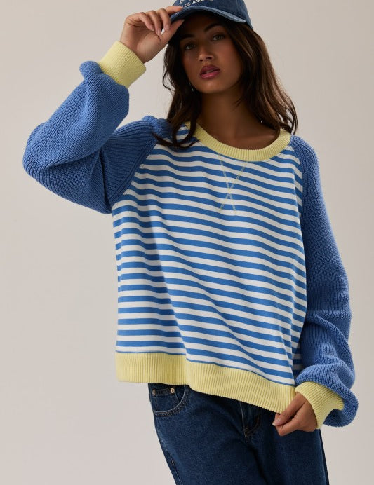 Stripe Pullover: Blue/Yellow - Ana Patricia Boutique
