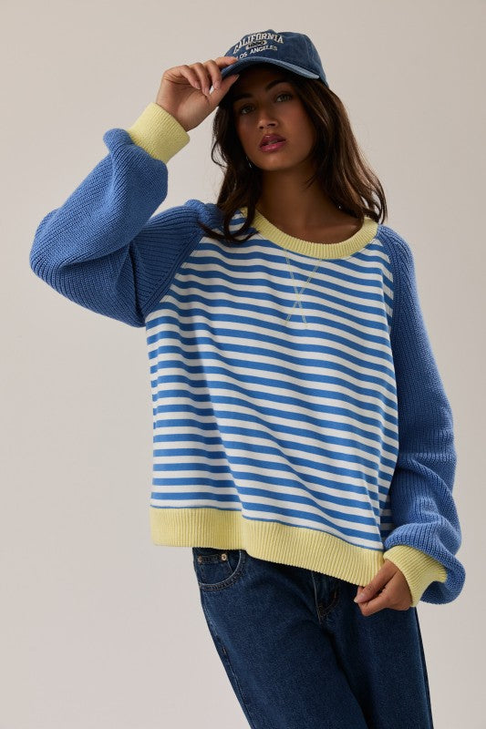 Stripe Pullover: Blue/Yellow - Ana Patricia Boutique