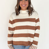 Contrasting Stripe Sweater- Camel