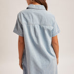 Pinstripe Button Down Denim Dress - Ana Patricia Boutique