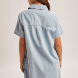 Pinstripe Button Down Denim Dress - Ana Patricia Boutique
