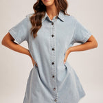 Pinstripe Button Down Denim Dress - Ana Patricia Boutique